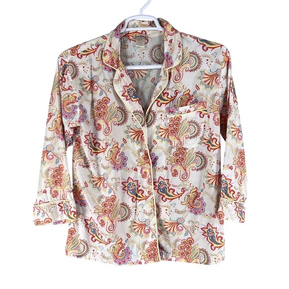 BedHead Anthropologie Women 8 Paisley PJ Set Cropped Comfy Lounge Quiet Luxury - Picture 5 of 16